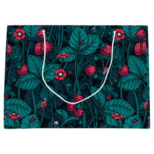 Wilde aardbeien, rood en blauw groot cadeauzakje (Voorkant)