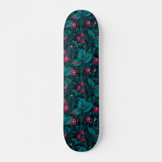 Wilde aardbeien, rood en blauw persoonlijk skateboard (Voorkant)