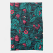 Wilde aardbeien, rood en blauw theedoek (Verticaal)