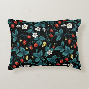 Wilde aardbeien rood/geel/blauw/zwart accent kussen