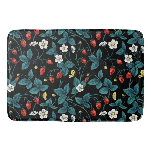 Wilde aardbeien rood/geel/blauw/zwart badmat (Voorkant)
