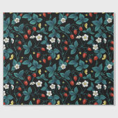 Wilde aardbeien rood/geel/blauw/zwart cadeaupapier (Vlak)