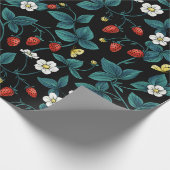 Wilde aardbeien rood/geel/blauw/zwart cadeaupapier (Hoek)