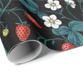 Wilde aardbeien rood/geel/blauw/zwart cadeaupapier (Rol Hoek)