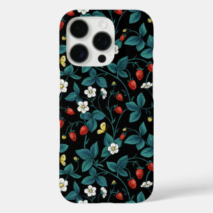 Wilde aardbeien rood/geel/blauw/zwart iPhone 16 pro hoesje