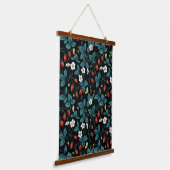 Wilde aardbeien rood/geel/blauw/zwart hangend wandkleed (Gebogen)