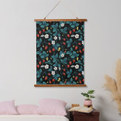 Wilde aardbeien rood/geel/blauw/zwart hangend wandkleed (Slaapkamer)