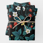 Wilde aardbeien rood/geel/blauw/zwart inpakpapier vel (In situ)