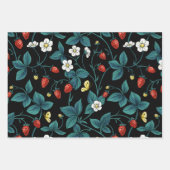 Wilde aardbeien rood/geel/blauw/zwart inpakpapier vel (Voorkant)