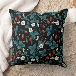 Wilde aardbeien rood/geel/blauw/zwart kussen