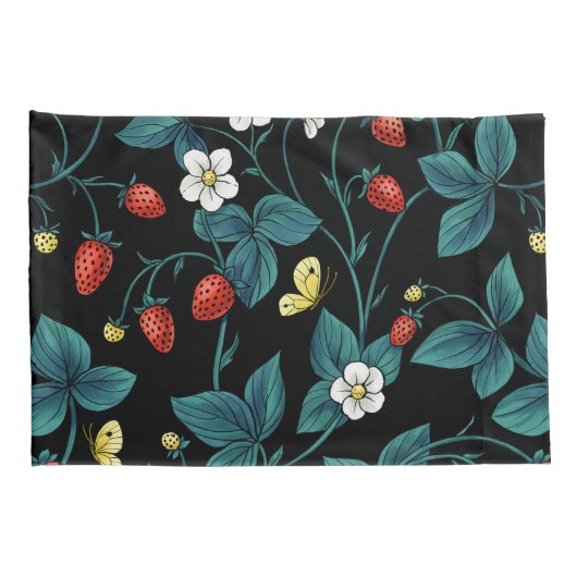 Wilde aardbeien rood/geel/blauw/zwart kussensloop (Achterkant-Rechts)