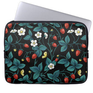 Wilde aardbeien rood/geel/blauw/zwart laptop sleeve