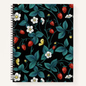 Wilde aardbeien rood/geel/blauw/zwart notitieboek (Voorkant)