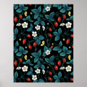 Wilde aardbeien rood/geel/blauw/zwart poster (Voorkant)