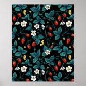Wilde aardbeien rood/geel/blauw/zwart poster (Voorkant)