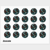 Wilde aardbeien rood/geel/blauw/zwart ronde sticker (Vel)