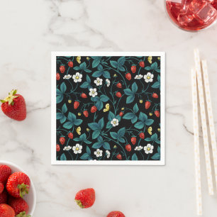 Wilde aardbeien rood/geel/blauw/zwart servet