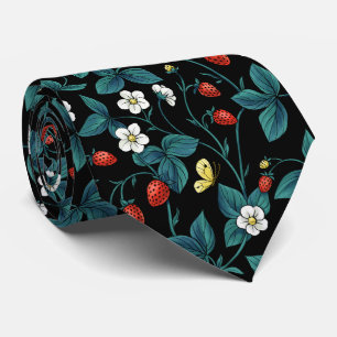 Wilde aardbeien rood/geel/blauw/zwart stropdas