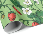 Wilde aardbeien rood/geel/groen/ cadeaupapier (Rol Hoek)