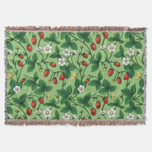 Wilde aardbeien rood/geel/groen/ deken (Voorkant)
