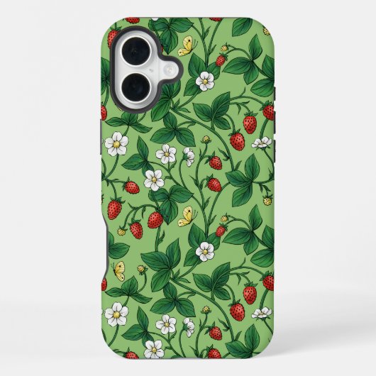 Wilde aardbeien rood/geel/groen/ iPhone hoesje (Achterkant)