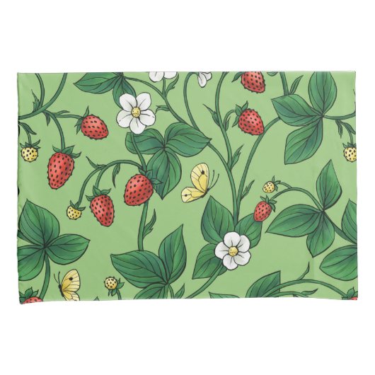 Wilde aardbeien rood/geel/groen/ kussensloop (Voorkant-Rechts)