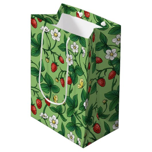 Wilde aardbeien rood/geel/groen/ medium cadeauzakje (Voorkant Gekanteld)