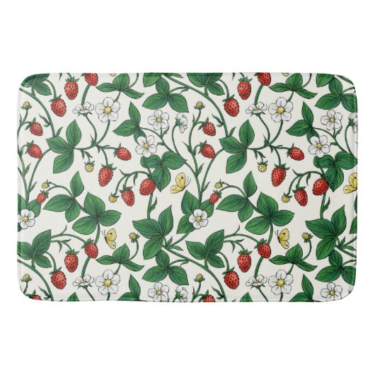 Wilde aardbeien rood/geel/groen/off white badmat (Voorkant)