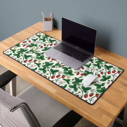 Wilde aardbeien rood/geel/groen/off white bureaumat (Kantoor 2)