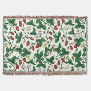 Wilde aardbeien rood/geel/groen/off white deken