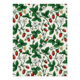 Wilde aardbeien rood/geel/groen/off-white perfect poster