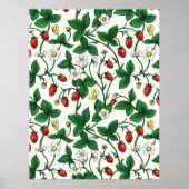 Wilde aardbeien rood/geel/groen/off white poster (Voorkant)