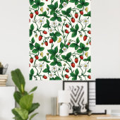 Wilde aardbeien rood/geel/groen/off white poster (Thuiskantoor)