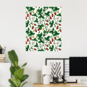 Wilde aardbeien rood/geel/groen/off white poster (Thuiskantoor)