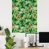 Wilde aardbeien rood/geel/groen/ poster (Thuiskantoor)
