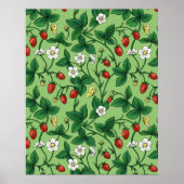 Wilde aardbeien rood/geel/groen/ poster (Voorkant)