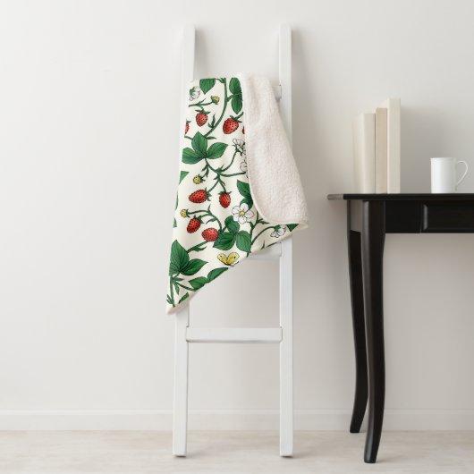 Wilde aardbeien rood/geel/groen/wit sherpa deken (In situ)