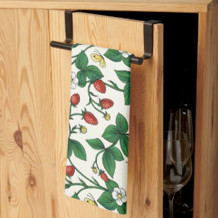 Wilde aardbeien rood/geel/groen/witachtig theedoek