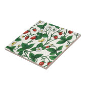 Wilde aardbeien rood/geel/groen/witcreme tegeltje (Zijkant)