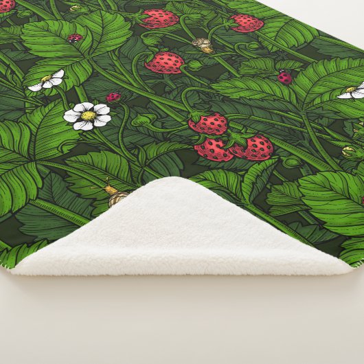 Wilde aardbeien sherpa deken (3/4)