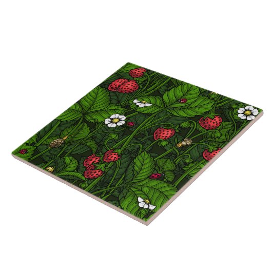 Wilde aardbeien tegeltje (Zijkant)