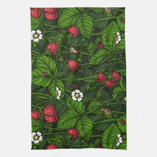 Wilde aardbeien theedoek (Verticaal)