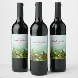 Wilde aardbeien veld aangepaste wijnmaker wijn etiket