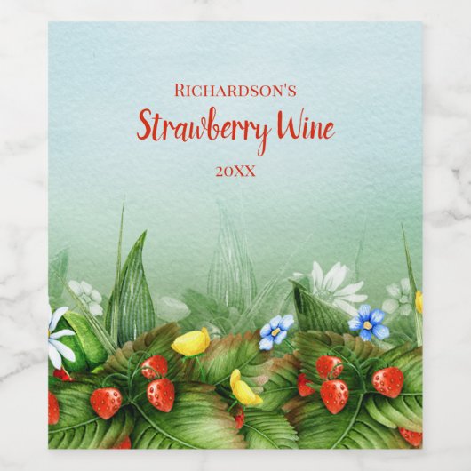 Wilde aardbeien veld aangepaste wijnmaker wijn etiket (Enkel label)