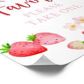 Wilde aardbeien verjaardagsfeest bord poster (Hoek)