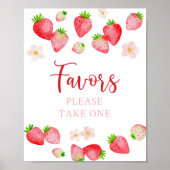 Wilde aardbeien verjaardagsfeest bord poster (Voorkant)