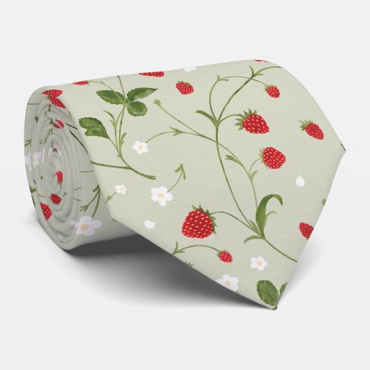 Wilde aardbeien (Warm Gray) - Stropdas (Opgerold)