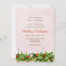 Wilde aardbeien weide bloemen blozen bruiloft kaart