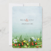 Wilde aardbeien weide wilde bloemen rustieke bruil kaart (Achterkant)