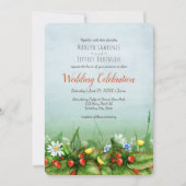 Wilde aardbeien weide wilde bloemen rustieke bruil kaart (Voorkant)